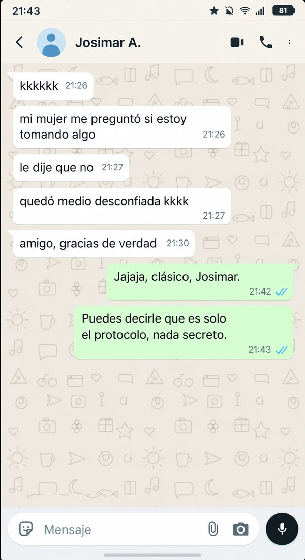 Captura de WhatsApp: alumno dice que la mujer le preguntó si estaba tomando algo